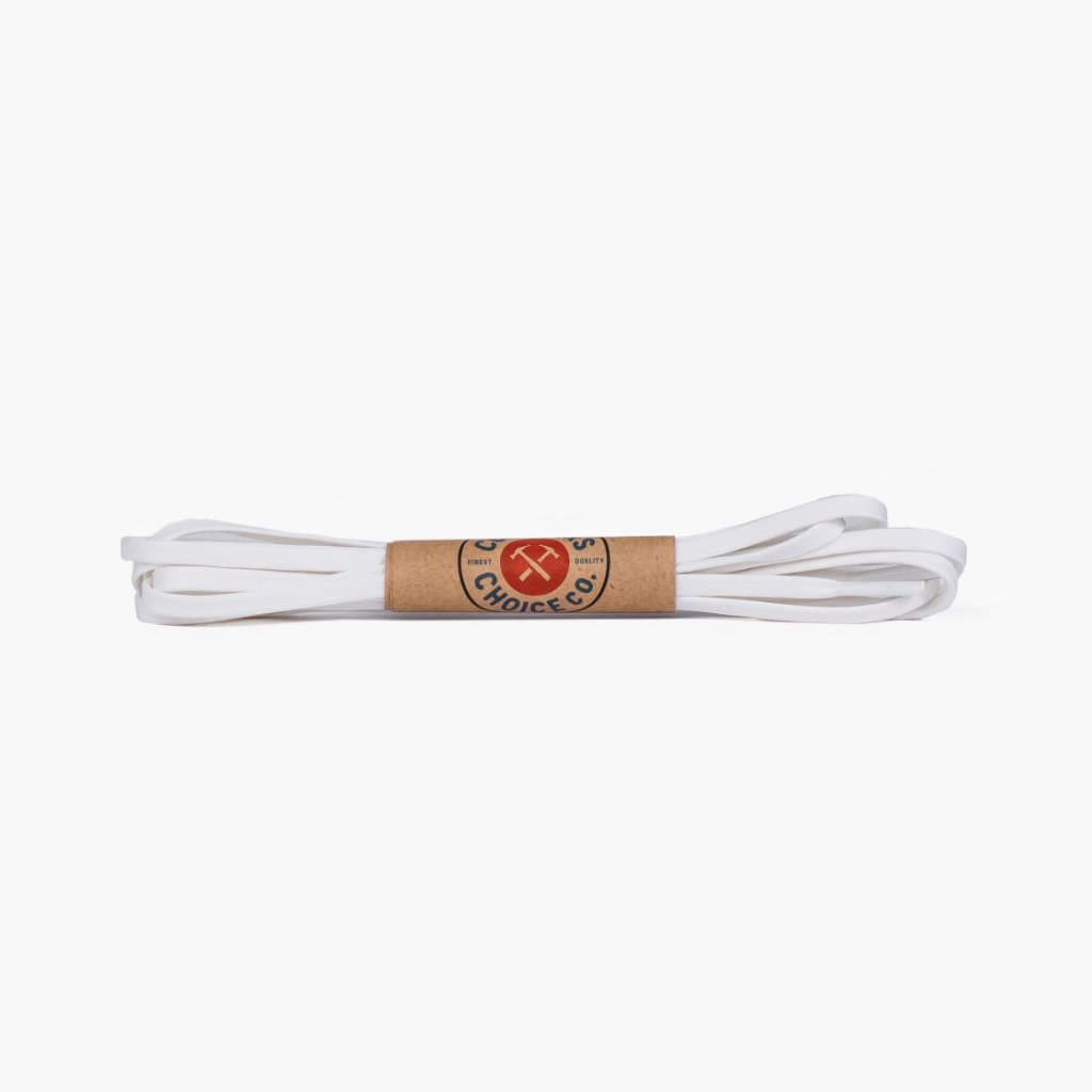 Flat Waxed Cotton Laces | White