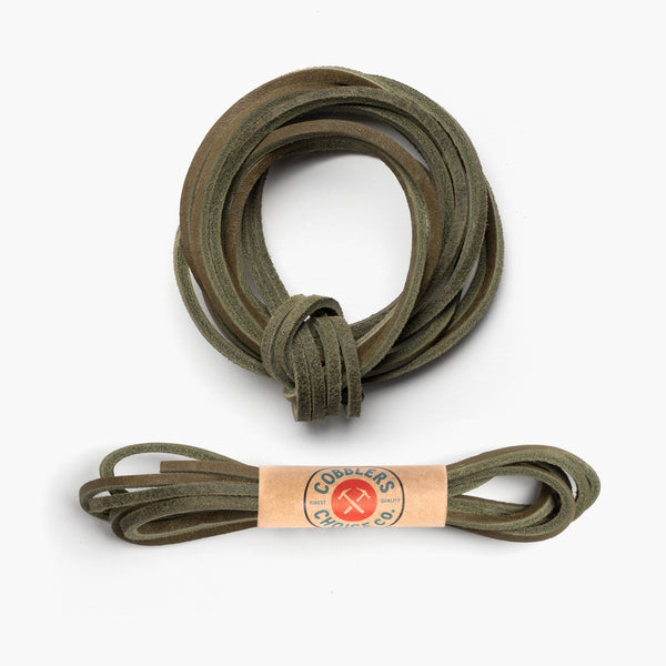 Olive Luxury Leather Laces - Gunmetal Plated